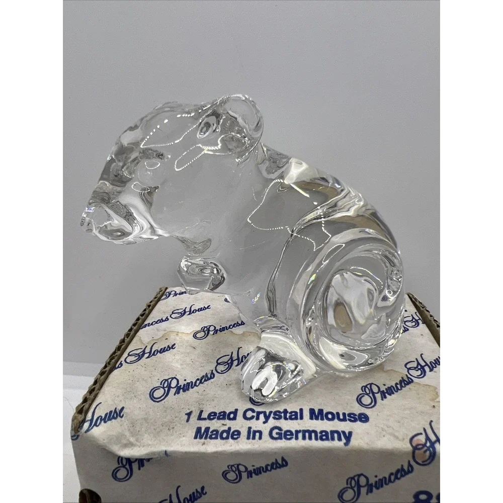 Vintage Princess House PETS‎ 24% Lead Crystal Mouse Figurine Paperweight Germany